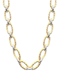 Tat2 Designs Ravelle Hammered Chain 16" Necklace in Gold & Vintage Silver