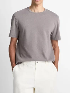 Vince Birdseye Jacquard Pima Cotton T-Shirt in Smoke