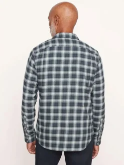 Vince Glen Oak Plaid Long Sleeve Shirt in Deep Seaweed