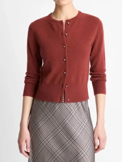 Vince Metal-Button Wool & Cashmere-Blend Cardigan in Siena