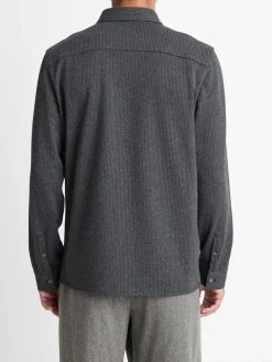 Vince Pinstripe Jacquard Cotton-Blend Button-Front Shirt in Charcoal