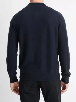 Vince Plush Cashmere Johnny-Collar Polo in Coastal