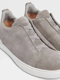 Zegna Light Grey Suede Triple Stitch™ Sneakers