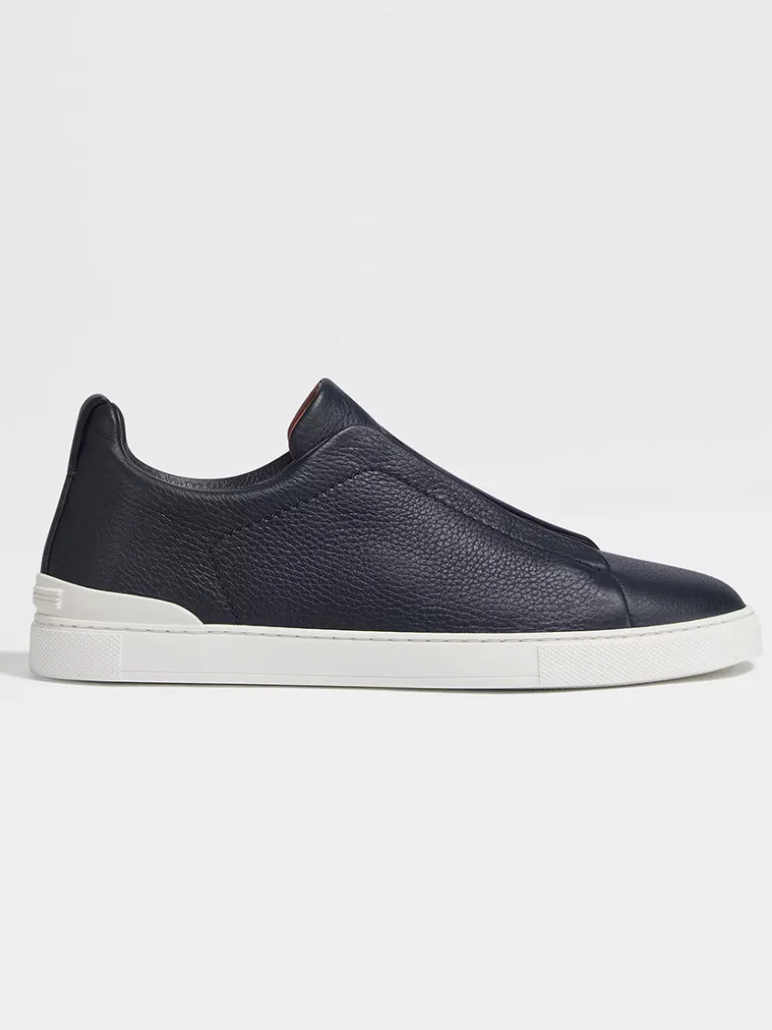 Zegna Navy Deerskin Triple Stitch™ Sneakers