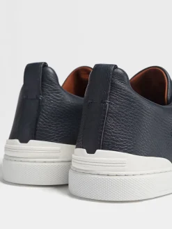 Zegna Navy Deerskin Triple Stitch™ Sneakers