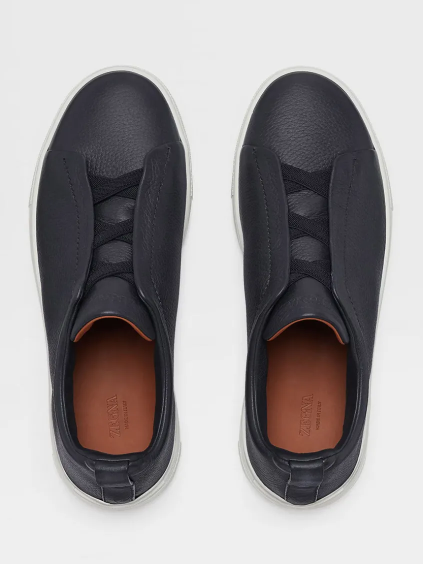 Zegna Navy Deerskin Triple Stitch™ Sneakers