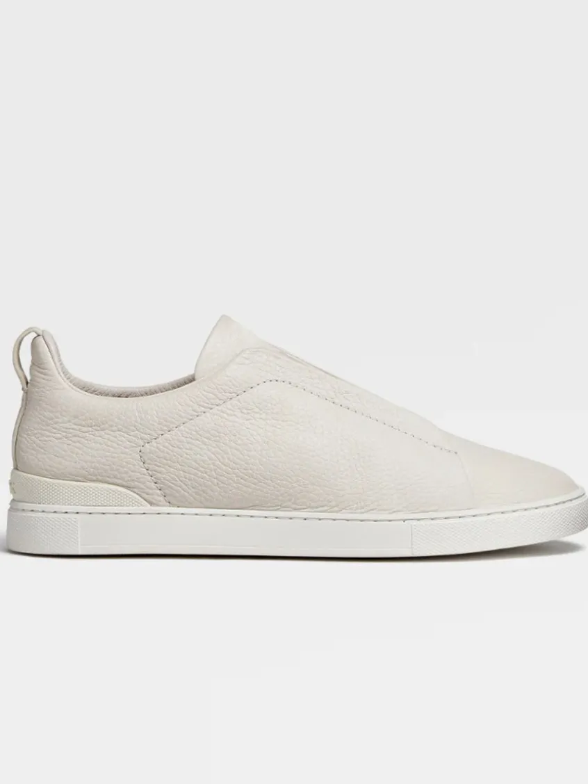 Zegna Off White Deerskin Triple Stitch™ Sneakers
