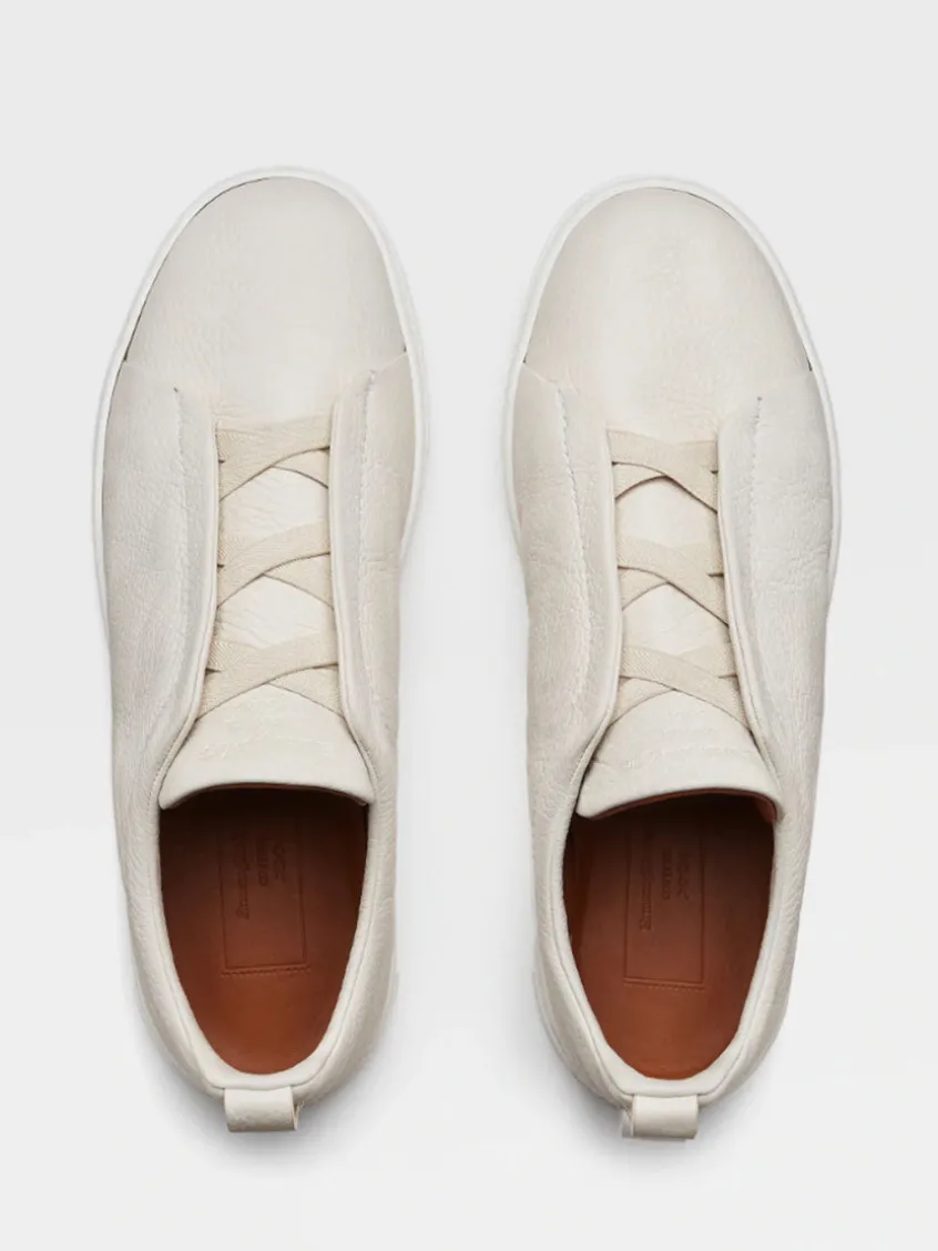 Zegna Off White Deerskin Triple Stitch™ Sneakers